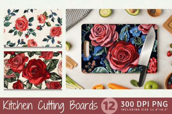 A Seller's Look at the Roses Embroidery Cutting Board Design