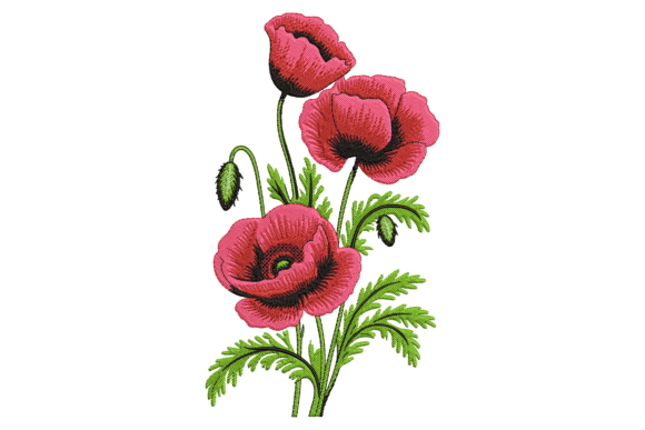 Blooming Red Poppy Flowers Embroidery Design Review