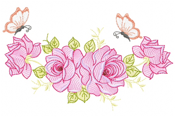 Butterflies Rose: A Charming Embroidery Design