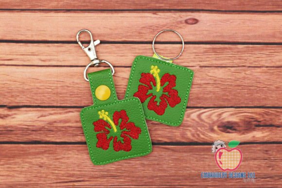 Charming Hibiscus ITH Key Fob Design