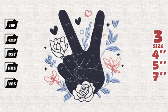 Charming Peace Hand Sign with Flowers
