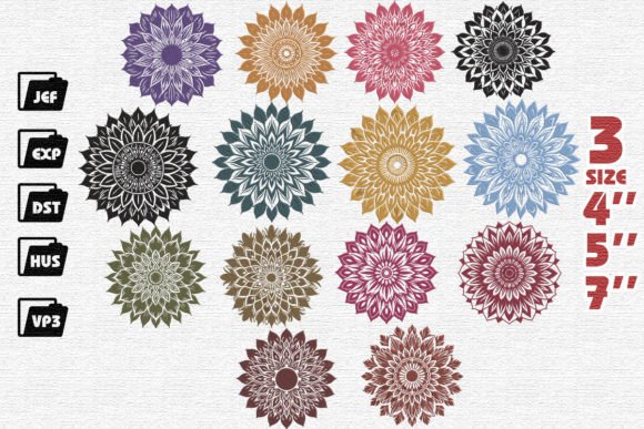 Charming Set of 15 Mandala Sunflowers