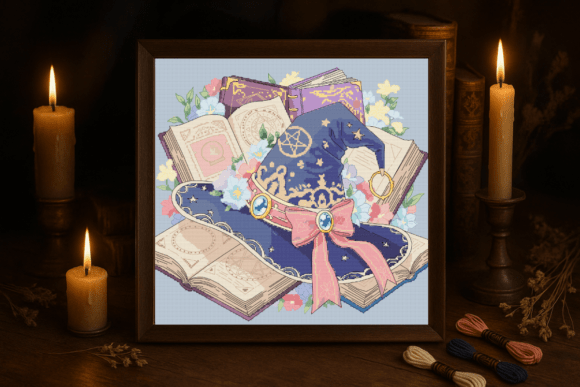 Evaluating a Pastel Witch Hat Cross Stitch Pattern for Boutique Sweatshirts