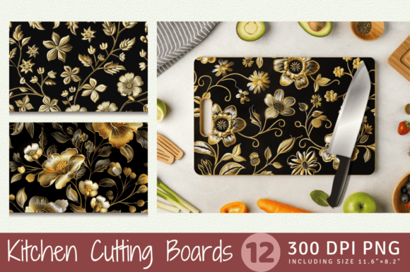 Gold Flowers Embroidery Cutting Boards: A Craft Fair Review