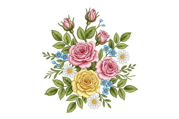 Real-World Review: Embroidery of Pink Roses from Creative Fabrica