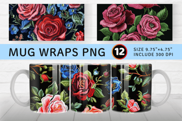 Roses Embroidery Mug Wrap Design Review for Boutique Apparel