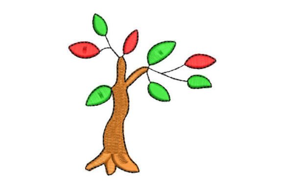 Simple Plant with Colorful Leaves: A Festive Embroidery Review