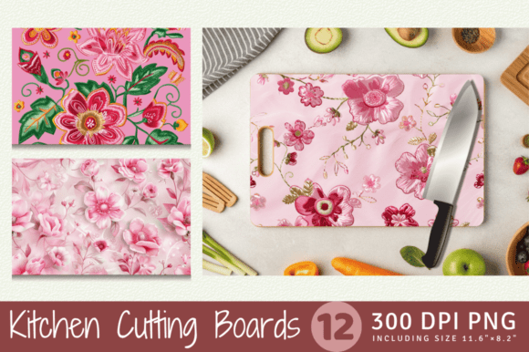 Testing Pink Embroidery Flowers Cutting Boards S for Personalized Gifts