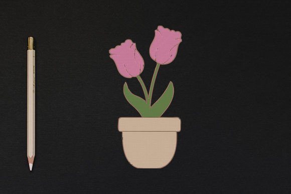 Tulips in the Flower Pot: A Whimsical Embroidery Design